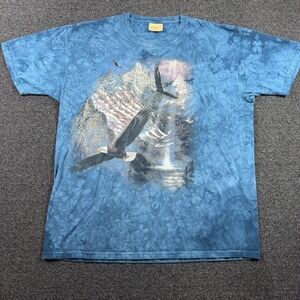The Mountain Vintage Eagle Stars & Stripes Tee Blue Tie Dye Mens XXL 4th of July